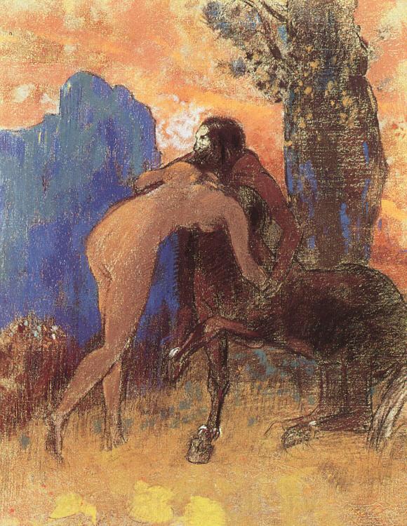 Odilon Redon Struggle Between Woman and a Centaur France oil painting art